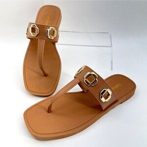 Larroude Milan Jelly Thong Tan Sandals Women Size US 6/7